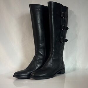 Ecco Triple Buckle Black Heeled Boots
